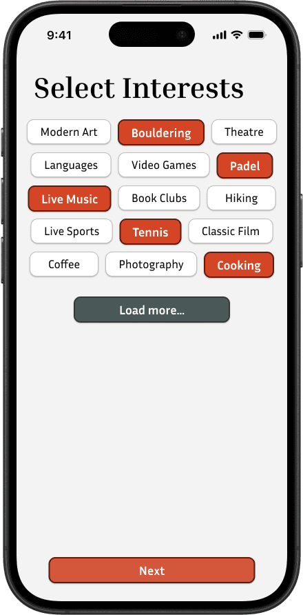 App onboarding screen